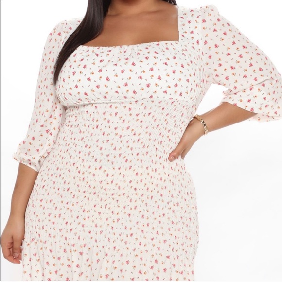 Fashion Nova Dresses & Skirts - White floral smock dress- NEW